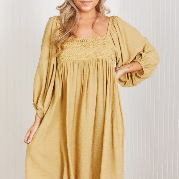 GeeGee Dresses & Skirts - GeeGee Angel of Mine Full Size Crochet Yoke Mini Dress